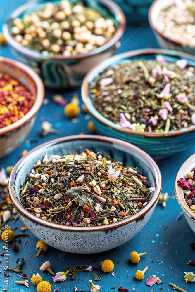 assorted dried herbs and flowers. Selective focus assorted dried herbs and flowers. Selective focus