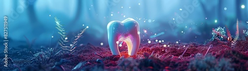 A creative depiction of a glowing tooth with its internal structure illuminated photo