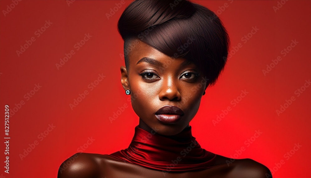 studio portrait of a black woman on a red background studio portrait of a black woman on a red background