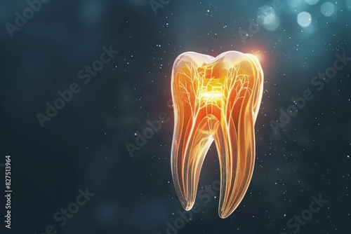 A detailed illustration of a tooth with its internal structure visible photo