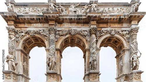 Rome, italy. details of arch of constantine. bas-relief on facade of triumphal arch isolated on white background, cinematic, png
 photo