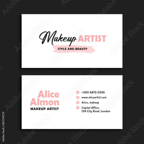 Vector elegant hand drawn makeup artist business card template.	
