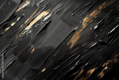 Black texture with gold splashes for an artistic background.