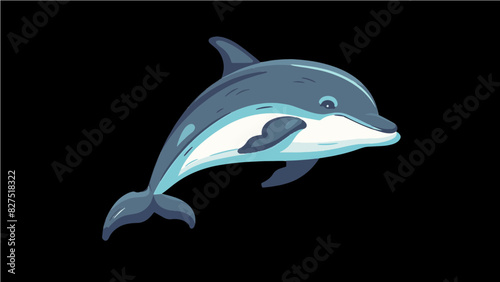 friendly cute blue sea mammal dolphin jumping out water single icon generative ai