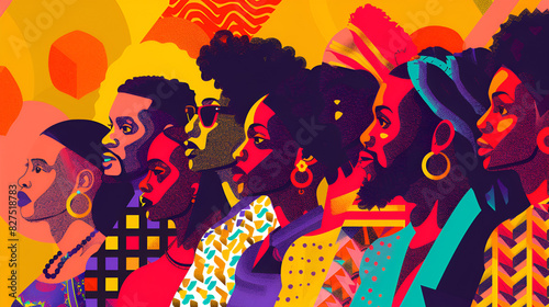 Black History Month colorful abstract illustration, generative AI