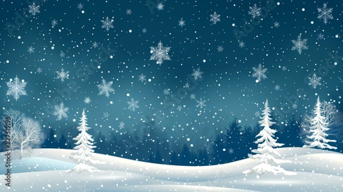 Enchanted Winter Forest with Snowflakes Falling