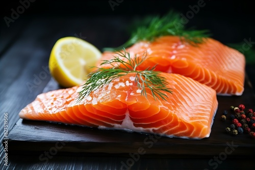 salmon, fish, food, raw, seafood, fresh, fillet, healthy, steak, lemon