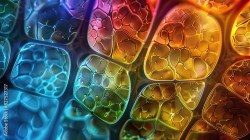Microscopic image of plant vascular cells photo