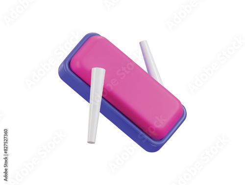 chalk and duster icon 3d rendering vector illustration