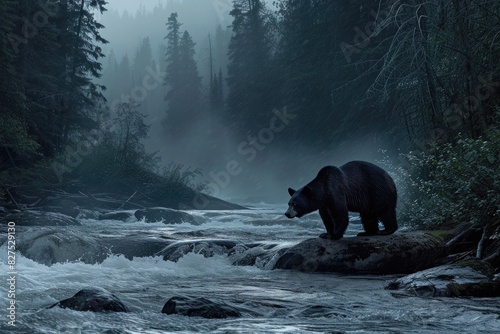 Adaptable Bear Hunts Salmon Amidst Rapids
