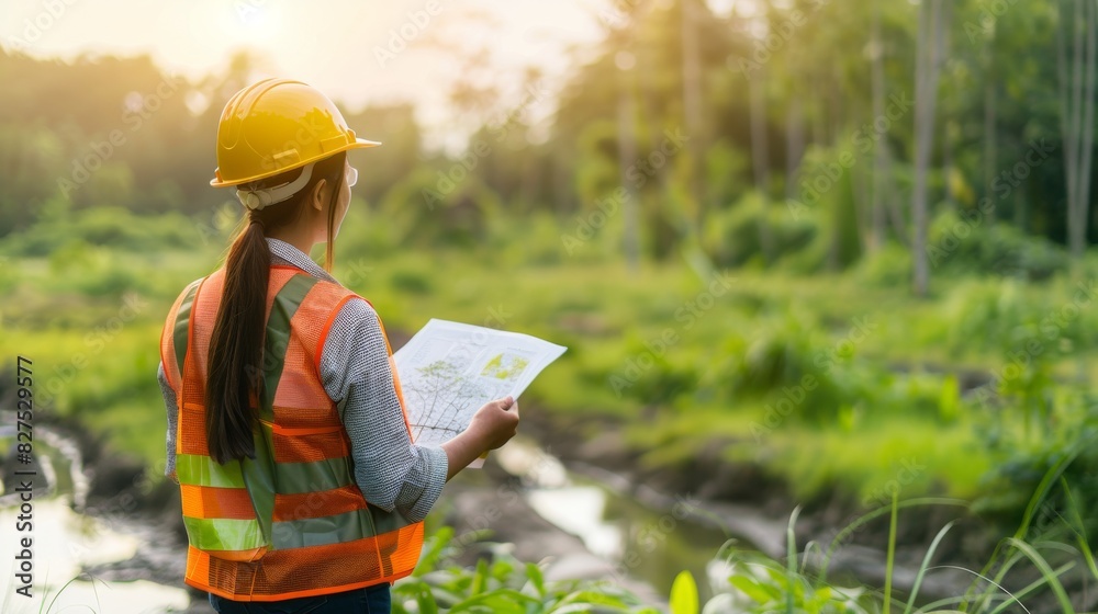 Environmental Engineer Examining Impact of Construction Project on Natural Surroundings Environmental Engineer Examining Impact of Construction Project on Natural Surroundings