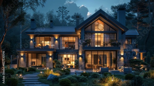 Luxury modern house in the forest