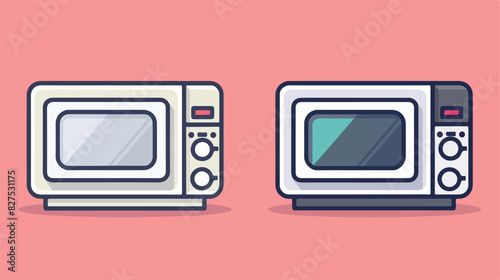 MIcrowave oven icon on light background. Kitchenware