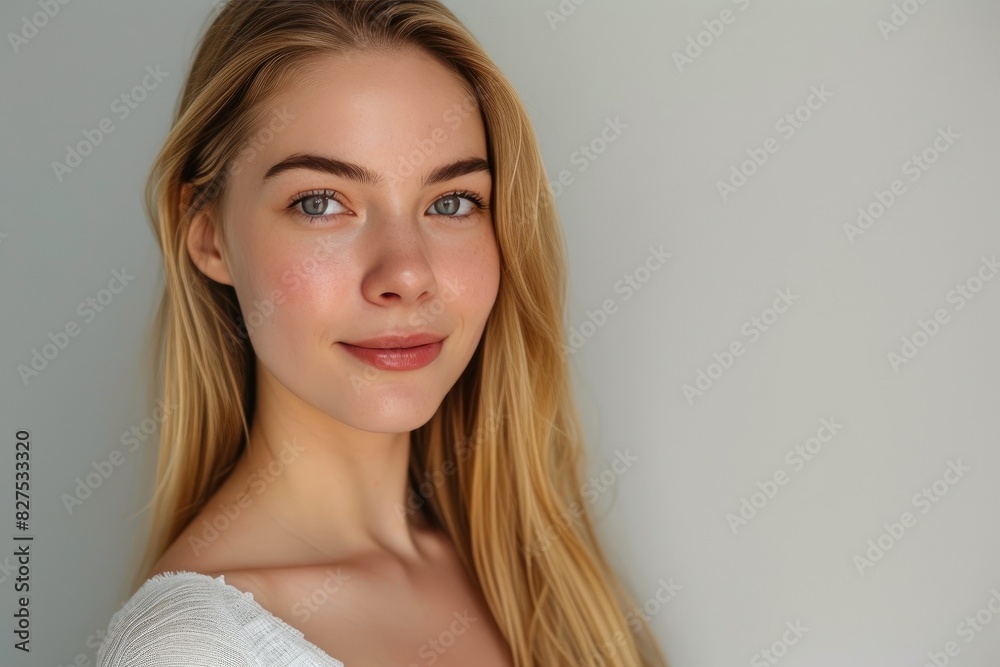 Elegant British Charm: Young Woman with Long Blonde Hair Elegant British Charm: Young Woman with Long Blonde Hair