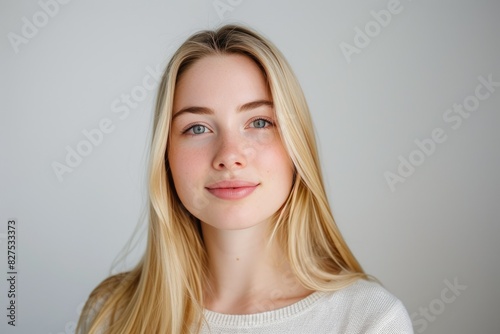 Graceful Smile: British Woman in Professional Studio Shot photo