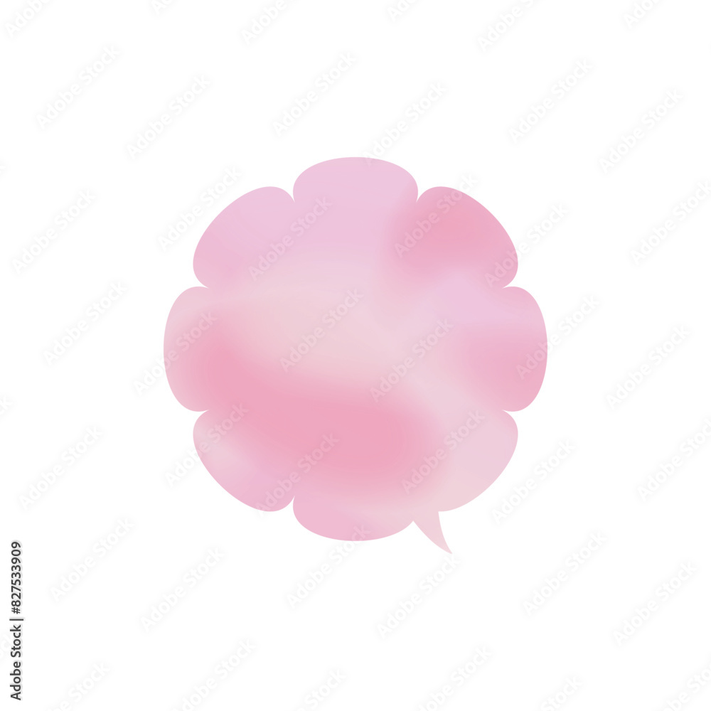 ピンク色もこもこ吹き出し_水彩風_右向き単品 ピンク色もこもこ吹き出し_水彩風_右向き単品