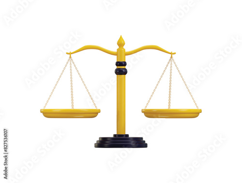Scales of justice, Balance and justice, concept of law icon 3d rendering vector illustration