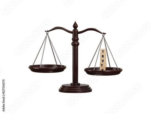 Scales of justice true judgement concept icon 3d rendering vector illustration