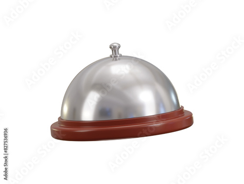 cloche on food tray for serving dish icon 3d render