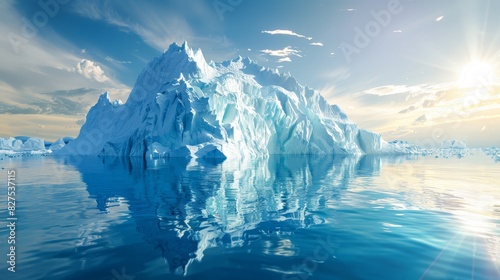 Melting ice and climate change concept, realistic depiction of global warming impact