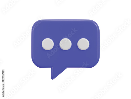 Chat message on speech bubble icon 3d rendering vector illustration
