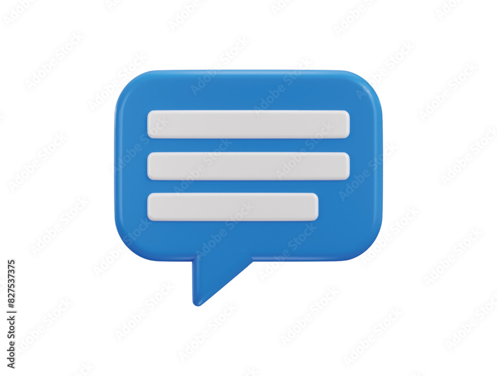 Chat message on speech bubble icon 3d rendering vector illustration