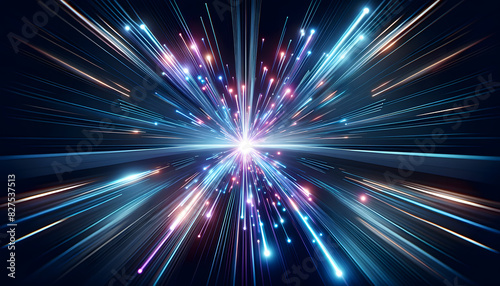 a burst of neon lights converging towards the center. The vibrant colors and dynamic motion create an energetic and imaginative atmosphere, suitable for creative projects.