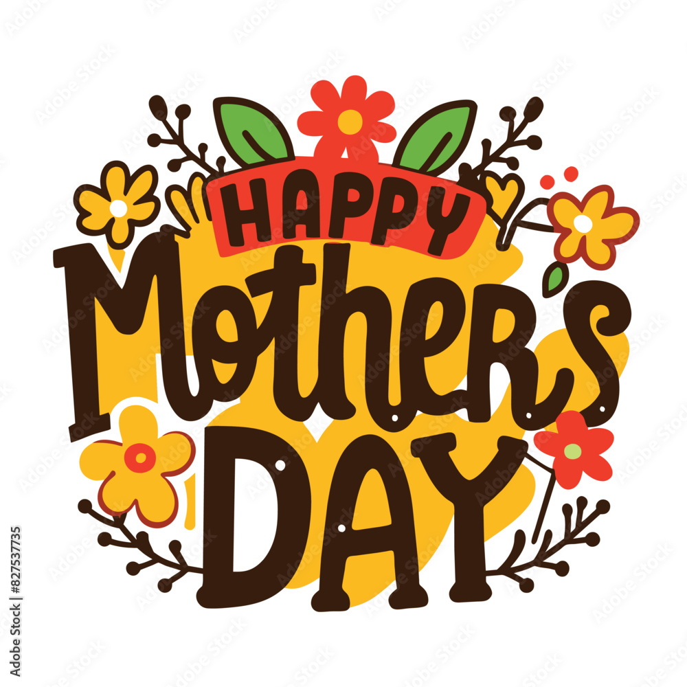 Fototapeta premium Happy Mother's Day Greeting with Floral Decorations