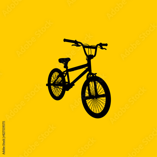 freestyle bmx bike silhouette front side view vector illustration
