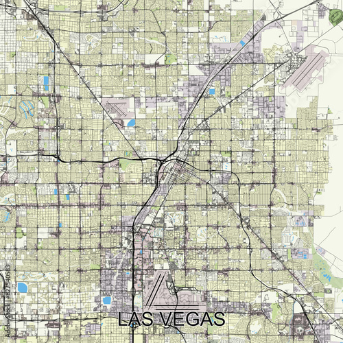 Las Vegas, Nevada, USA map poster art