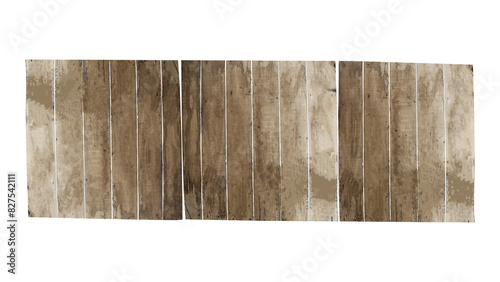 old wooden fence isolated on transparent background.