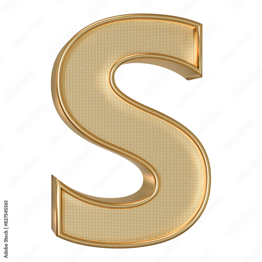 Letter S uppercase . 3D render golden letter Letter S uppercase . 3D render golden letter