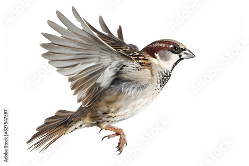flying sparrow isolated on white background bird photography digital illustration photo
