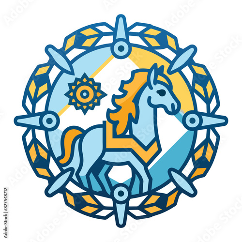 Stylized Illustration of a Horse Inside a Geometric Frame photo