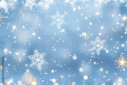 snowflakes and lights on a blue background