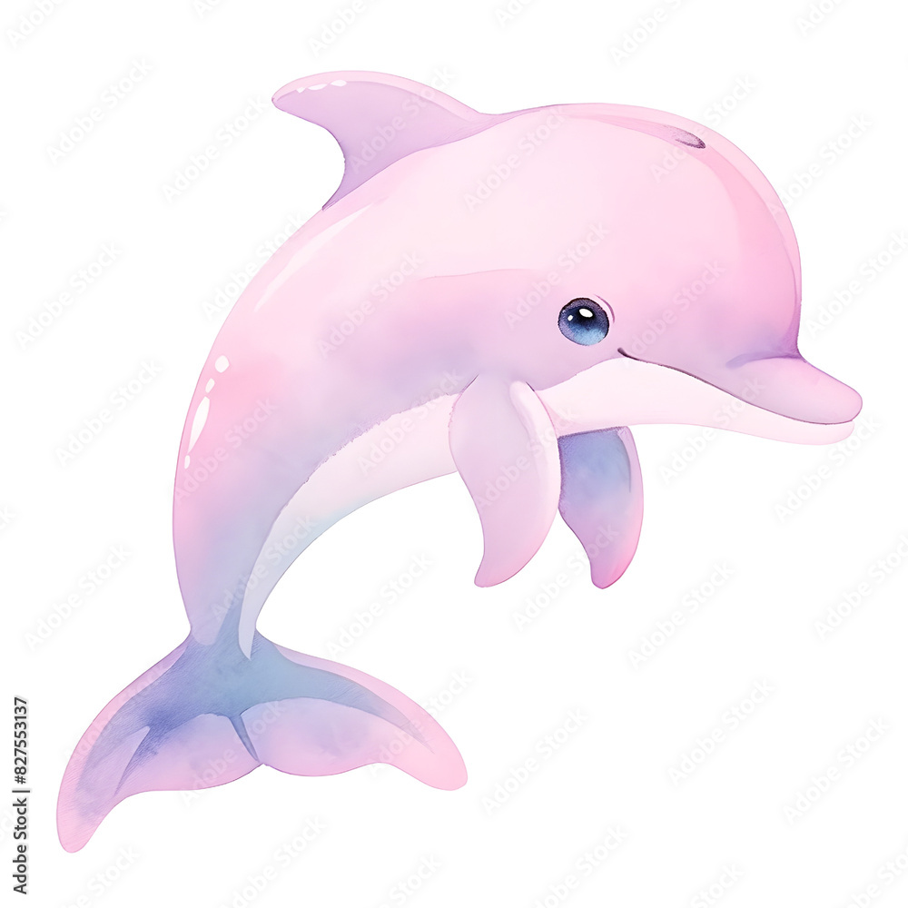 Pastel Sea Animal Watercolor Clipart, Cute Dolphin Illustration, Nursery Underwater Animals Design Pastel Sea Animal Watercolor Clipart, Cute Dolphin Illustration, Nursery Underwater Animals Design