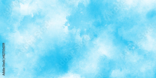 Abstract hand paint random staind blue sky, The summer is colorful clearing day Good weather with natural clouds, cloudy and stained Sky blue shades watercolor background.
