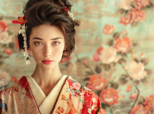 portrait of a young woman in a kimono
