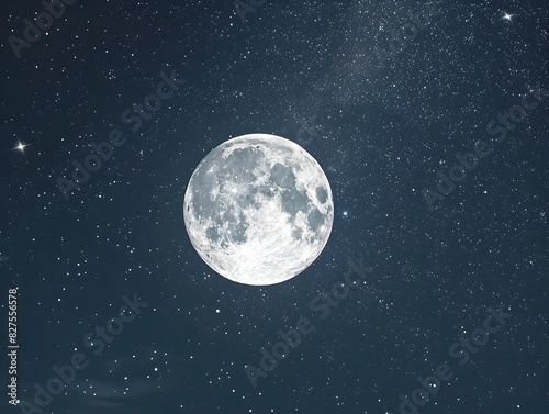 Captivating Crystal Clear Buck Moon Shining Amidst Sparkling Starry Nighttime Sky