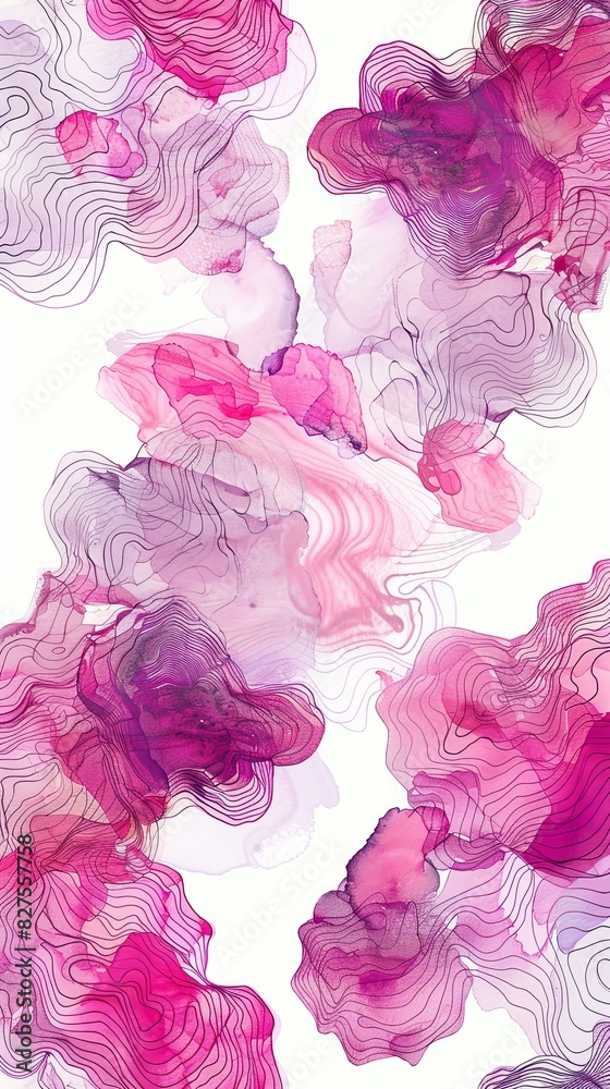 Pink and purple ink flowing elegantly on a white canvas Pink and purple ink flowing elegantly on a white canvas