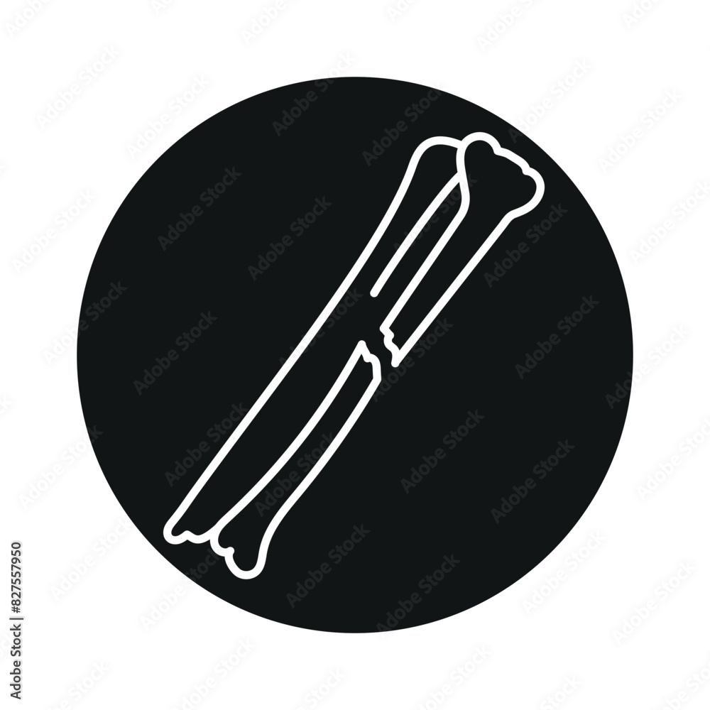 Tibia and fibula fracture line black icon. Tibia and fibula fracture line black icon.