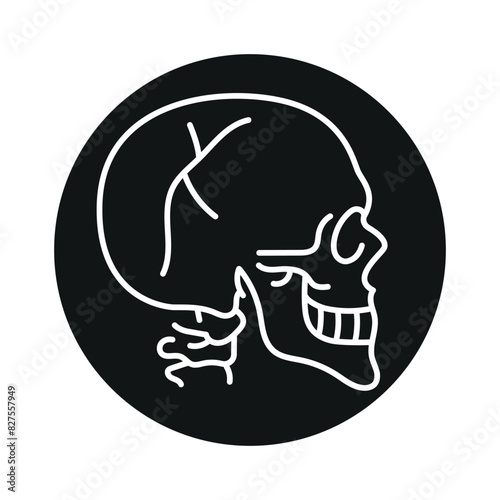Skull fracture line black icon. Sign for web page