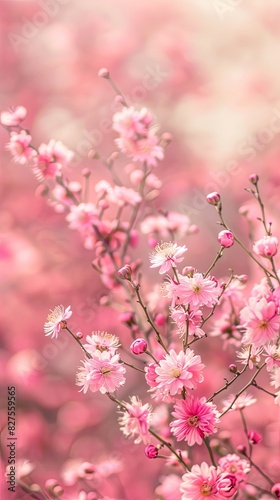A cluster of pink flowers dancing in a field © Leli