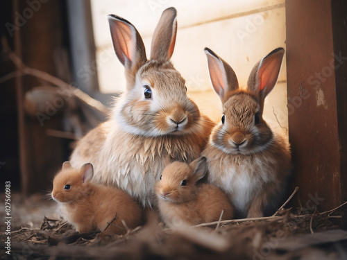 Sustainable meat production integrates rabbit families into farm life © Llama-World-studio