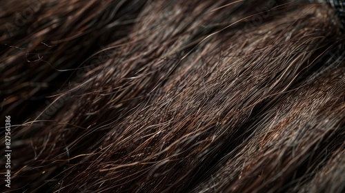 Close-Up Texture of Dark Brown Horsehair Brush for Cleaning and Grooming Applications photo