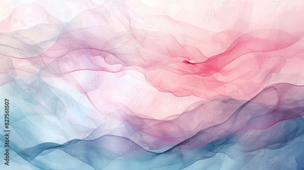 Obraz premium Abstract watercolor background with soft, flowing shapes and gradients, pastel colors, high detail, evoking a sense of calm and balance --ar 16:9 --style raw 