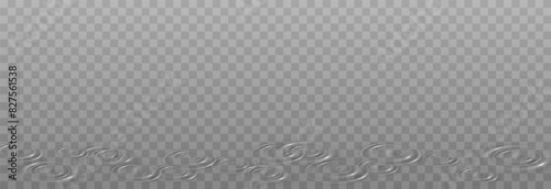 Vector wave circles on the water surface. Water ripple png. Ripples on a puddle after rain.
