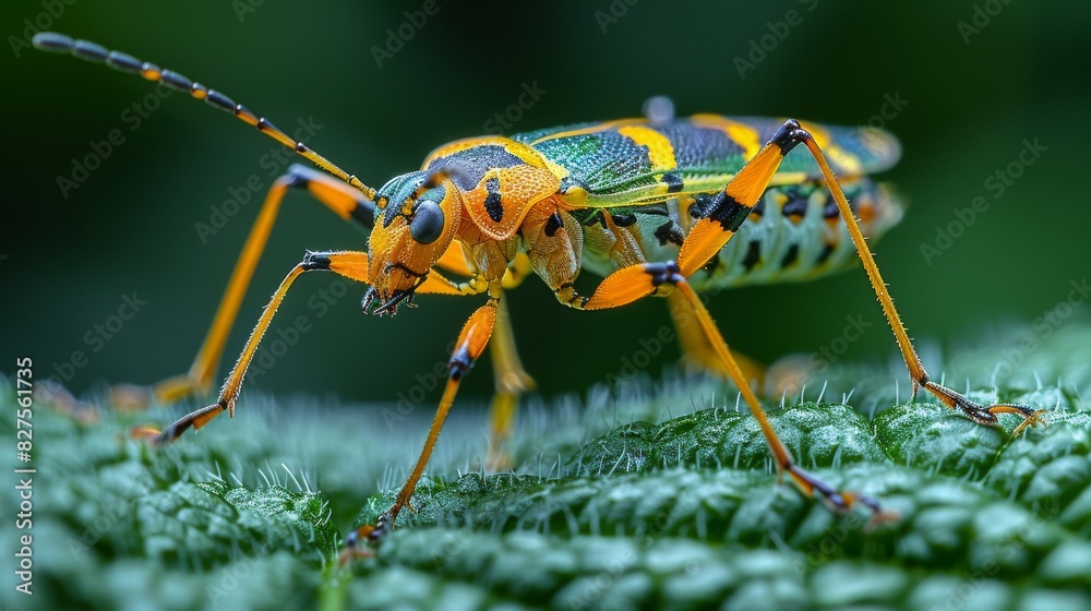 Macro shot of an insect on a leaf, highlighting the ecosystem's small yet vital components Macro shot of an insect on a leaf, highlighting the ecosystem's small yet vital components