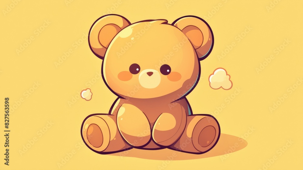 Adorable cartoon 2d icon of a cute teddy bear toy portrayed in a charming cartoon minimal style