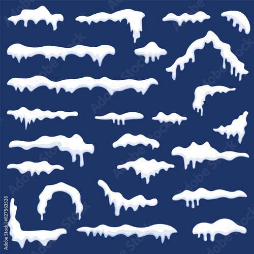 Snow cap icon set. Snow decoration set. Vector illustration.